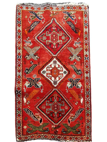 190 x 120 cm Qashqai Persian Tribal Red Rug - Rugoutlet
