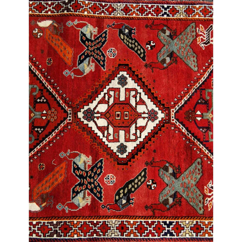 190 x 120 cm Qashqai Persian Tribal Red Rug - Rugoutlet
