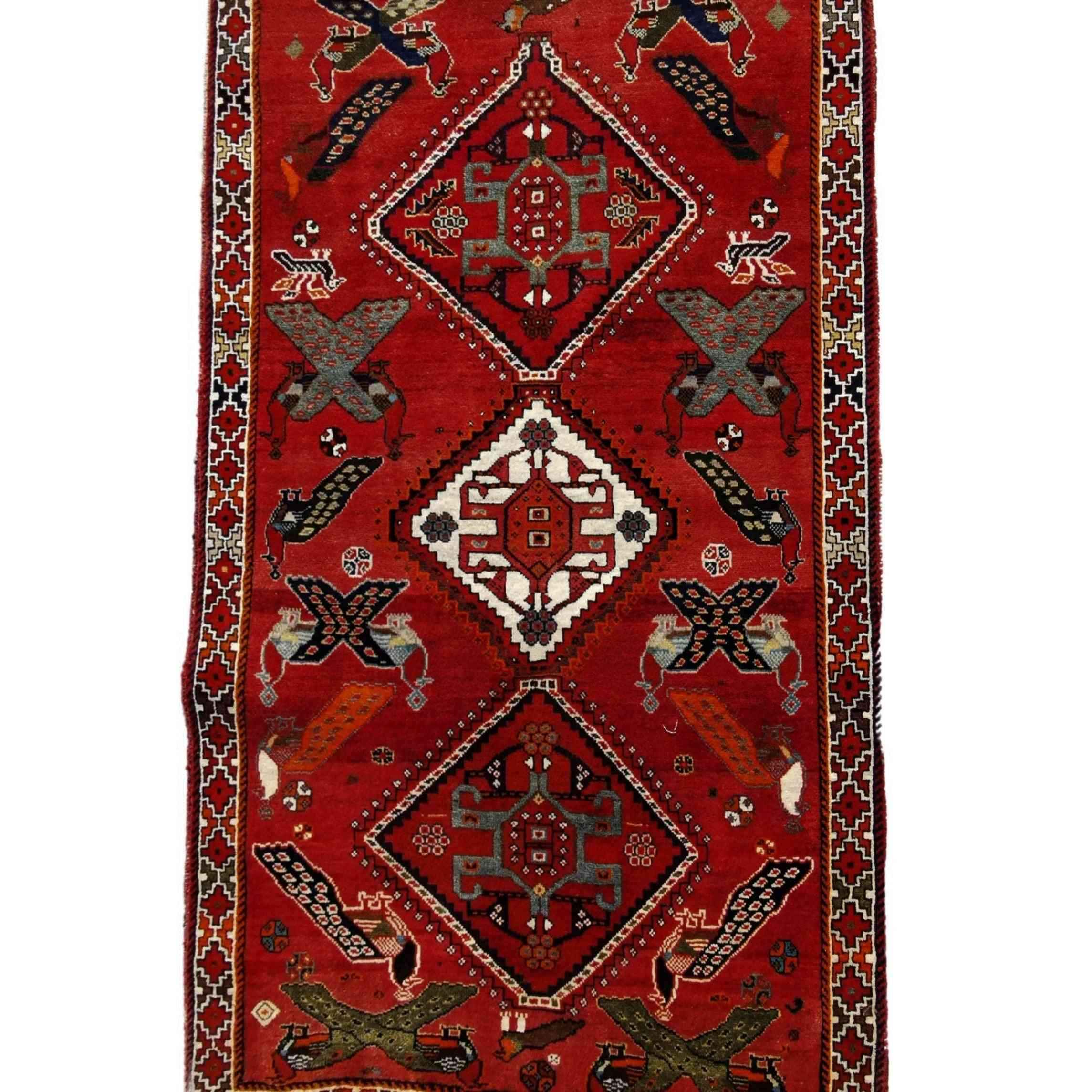 190 x 120 cm Qashqai Persian Tribal Red Rug - Rugmaster
