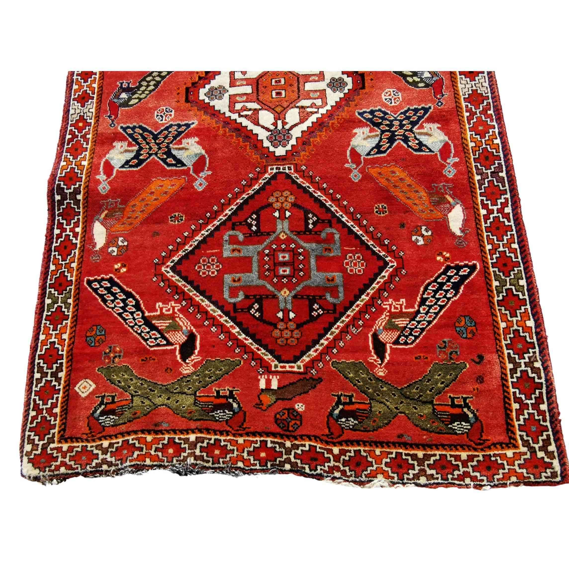 190 x 120 cm Qashqai Persian Tribal Red Rug - Rugmaster