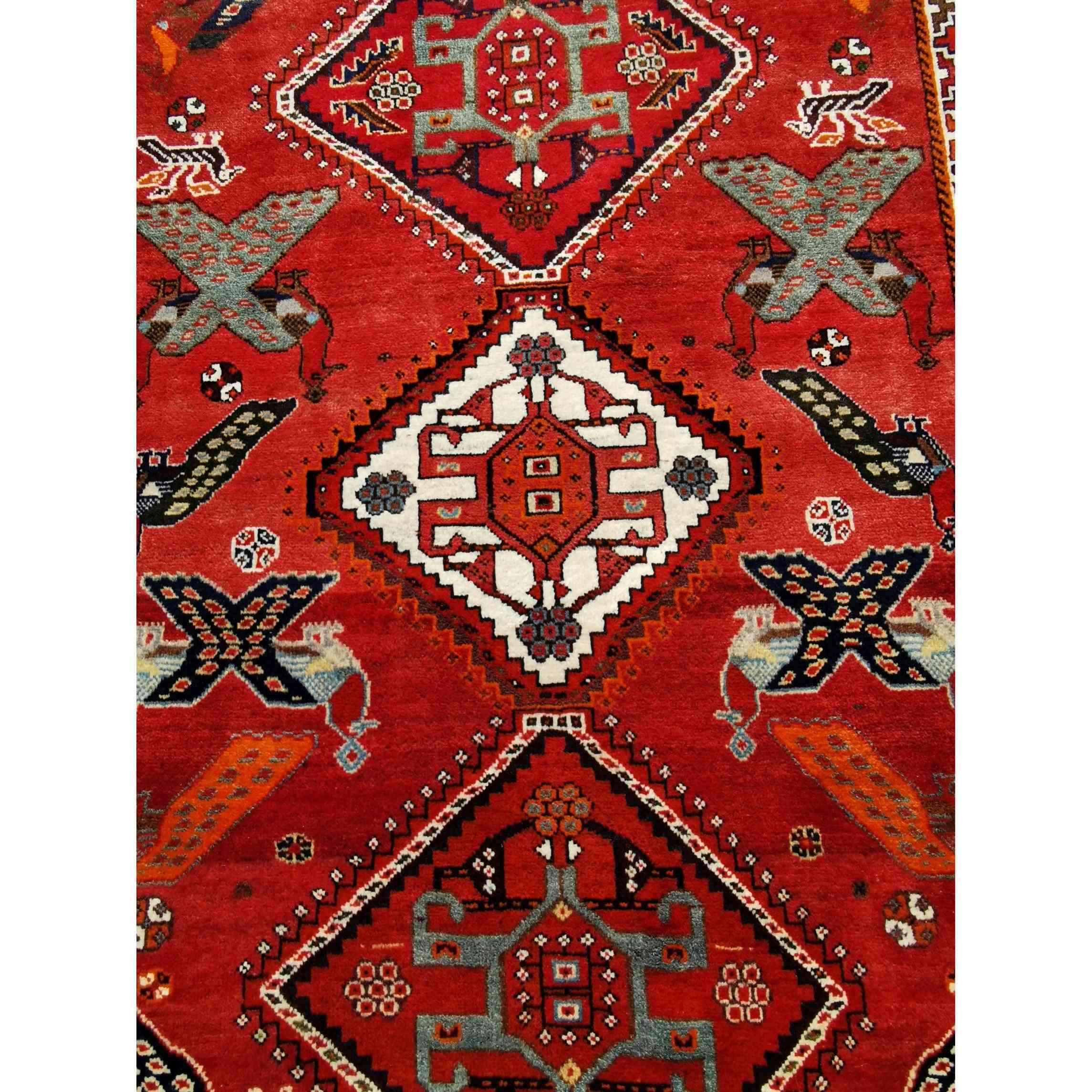 190 x 120 cm Qashqai Persian Tribal Red Rug - Rugmaster