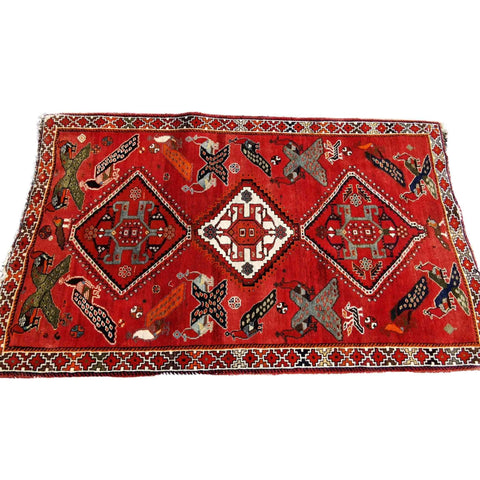 190 x 120 cm Qashqai Persian Tribal Red Rug - Rugoutlet