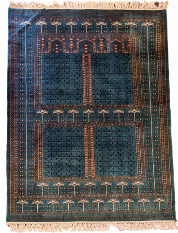 190 x 123 cm Bukhara Tribal Blue Rug - Rugmaster