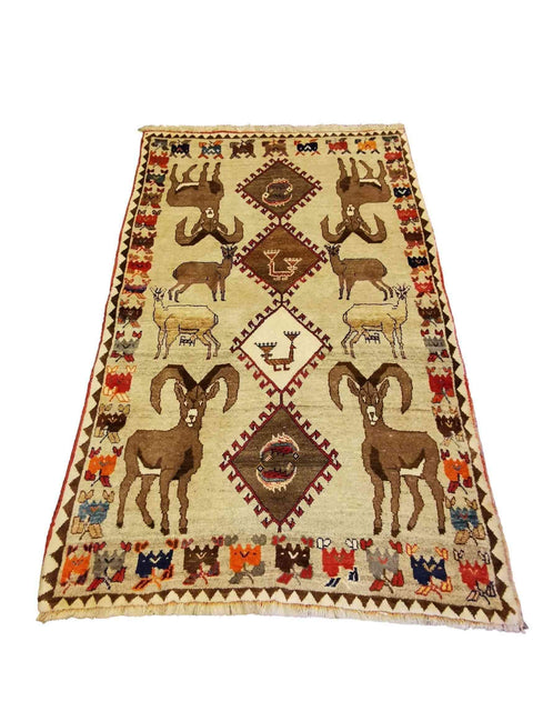 190 x 123 cm Shiraz Qashqai Tribal Yellow Rug - Rugmaster