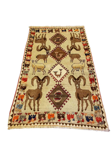 190 x 123 cm Shiraz Qashqai Tribal Yellow Rug - Rugoutlet