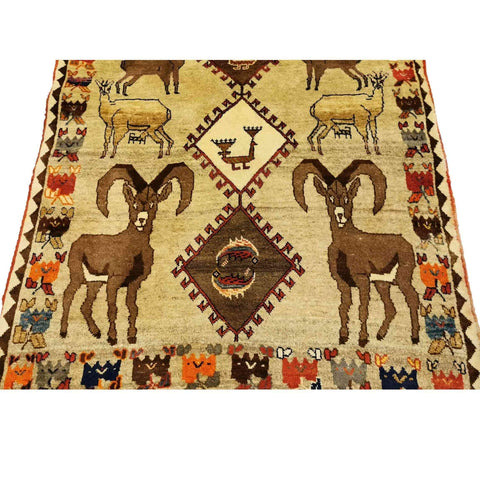 190 x 123 cm Shiraz Qashqai Tribal Yellow Rug - Rugoutlet