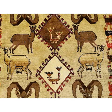 190 x 123 cm Shiraz Qashqai Tribal Yellow Rug - Rugmaster