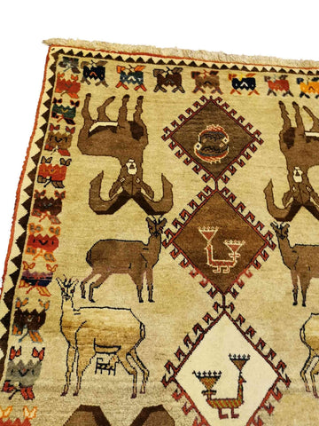 190 x 123 cm Shiraz Qashqai Tribal Yellow Rug - Rugmaster