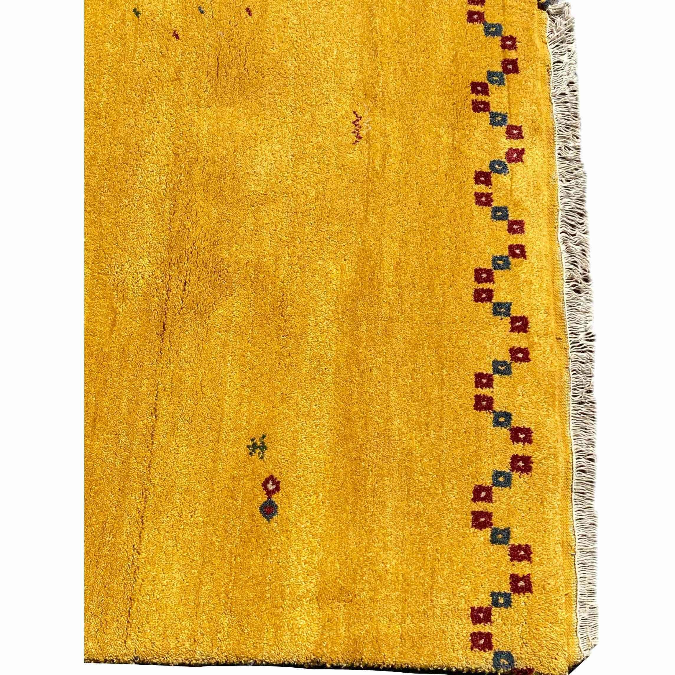 190 x 125 cm Persian Gabbeh Tribal Yellow Rug - Rugmaster