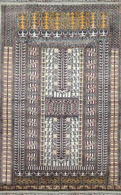 190 x 130 cm Pakistan Bukhara Hachloo design Traditional Yellow Rug - Rugoutlet