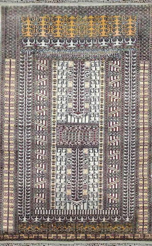190 x 130 cm Pakistan Bukhara Hachloo design Traditional Yellow Rug - Rugoutlet
