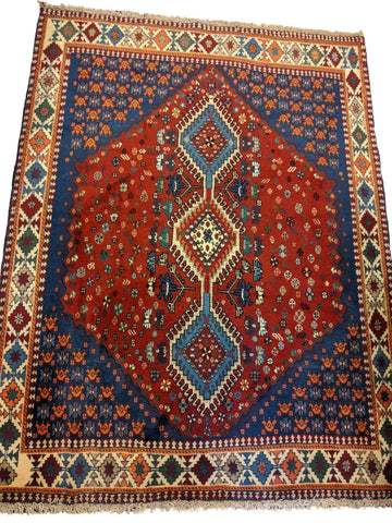 190 x 148 cm Persian Yalameh Tribal Red Rug - Rugoutlet
