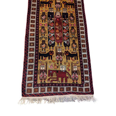 191 x 94 cm Persian Baluch Tribal Yellow Small Rug - Rugmaster