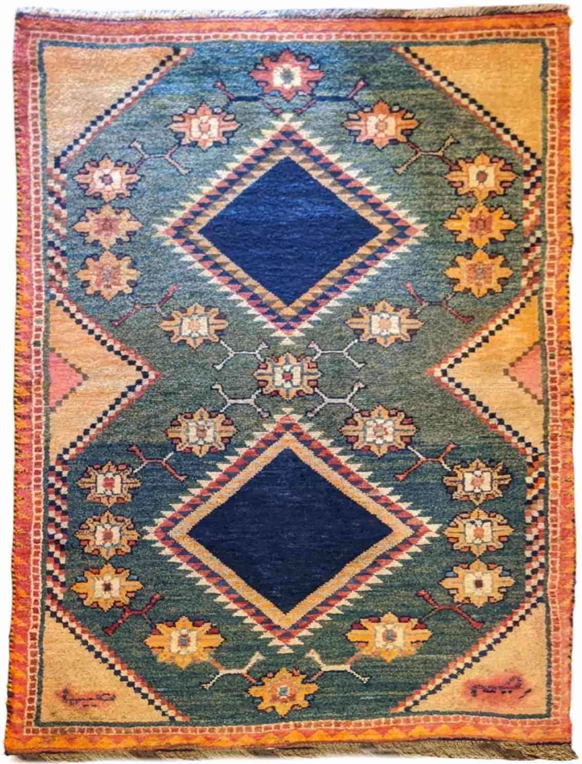 192 x 100 cm Persian Gabbeh Tribal Yellow Rug - Rugmaster