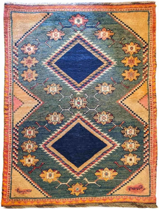 192 x 100 cm Persian Gabbeh Tribal Yellow Rug - Rugmaster