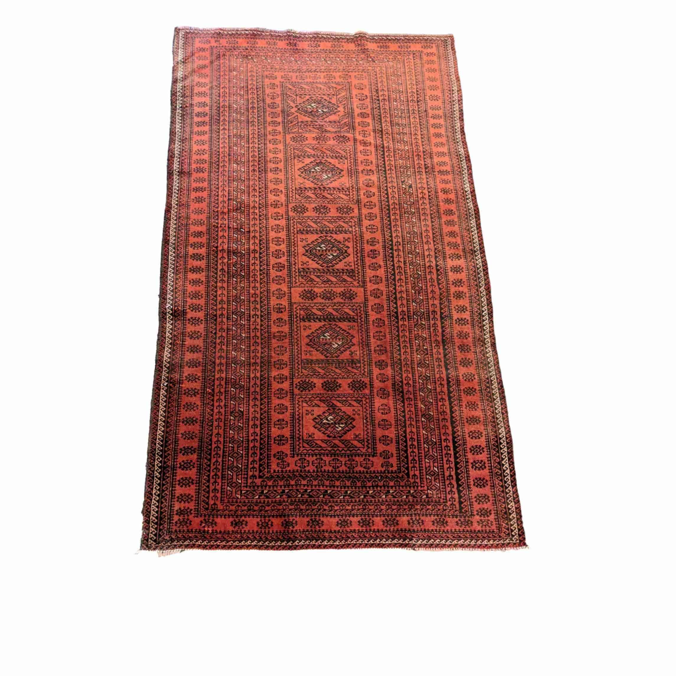 192 x 110 cm Fine Old Persian Baluch Traditional Red Rug - Rugmaster