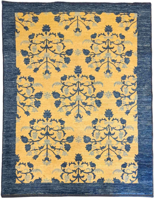 193 x 135 cm Handmade Natural Dye Yellow Rug - Rugoutlet