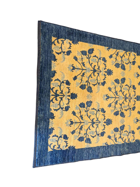 193 x 135 cm Modern Handmade Natural Dye Modern Yellow Rug - Rugmaster