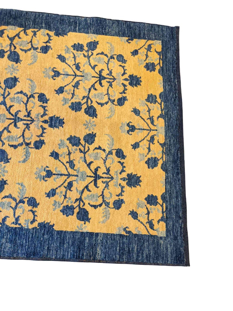 193 x 135 cm Modern Handmade Natural Dye Modern Yellow Rug - Rugmaster