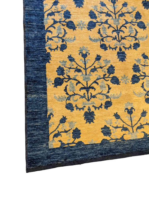 193 x 135 cm Modern Handmade Natural Dye Modern Yellow Rug - Rugmaster
