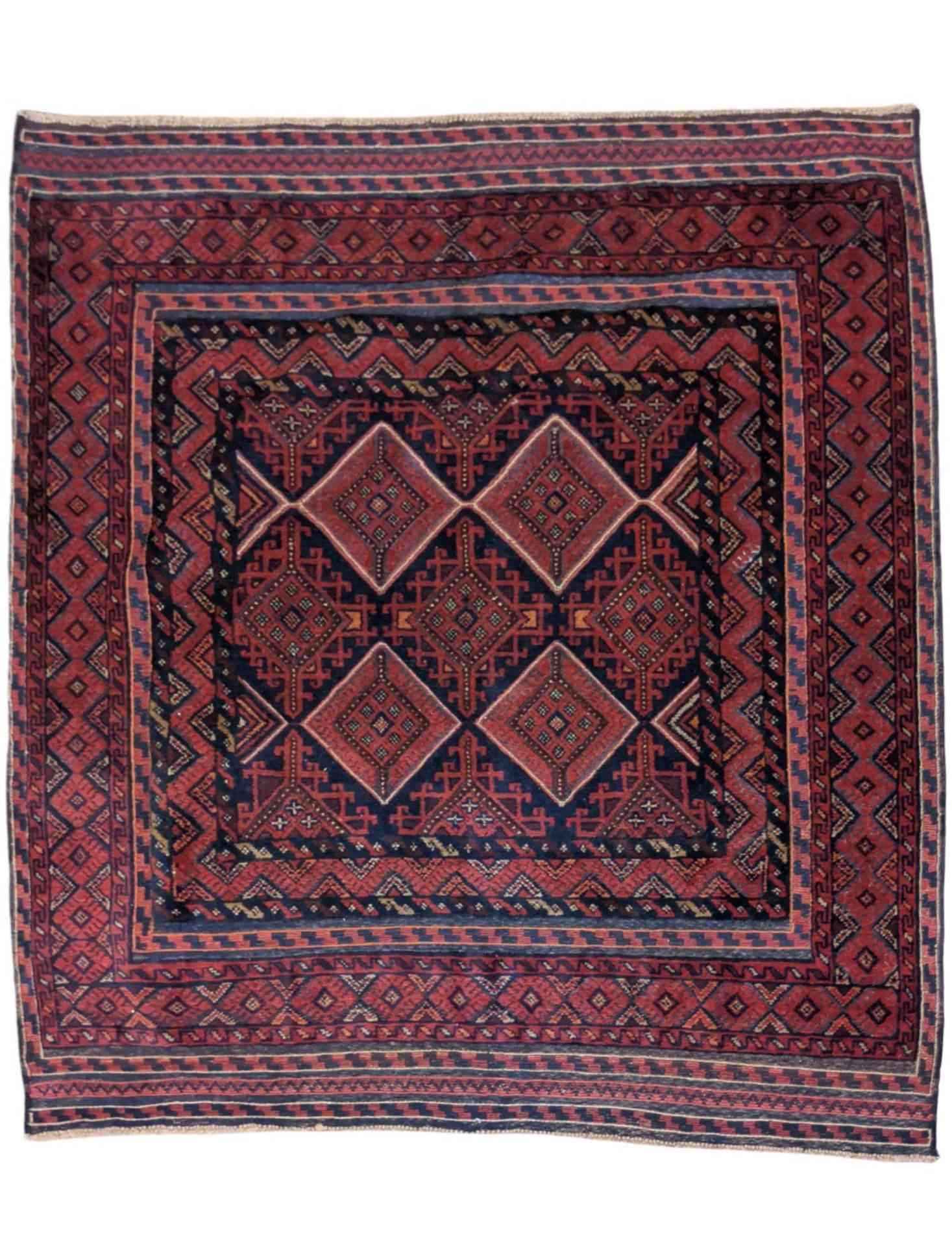 193 x 161 cm Mushwani Tribal Red Rug - Rugmaster