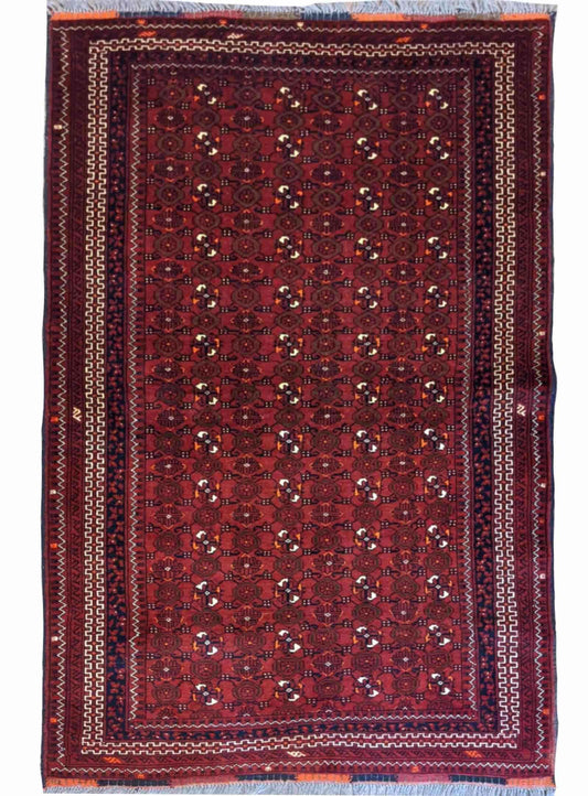 194 x 107 cm Afghan Khan Tribal Red Rug - Rugmaster