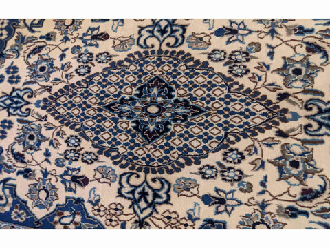196 x 115 cm silk and wool fine persian nain Traditional Grey Rug - Rugoutlet