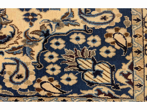 196 x 115 cm silk and wool fine persian nain Traditional Grey Rug - Rugoutlet