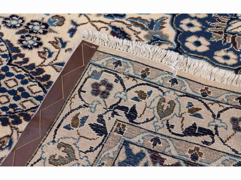 196 x 115 cm silk and wool fine persian nain Traditional Grey Rug - Rugoutlet
