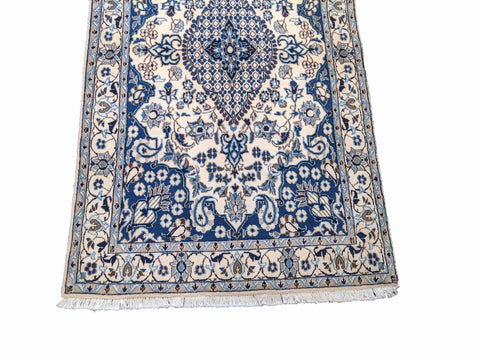 196 x 115 cm silk and wool fine persian nain Traditional Grey Rug - Rugoutlet