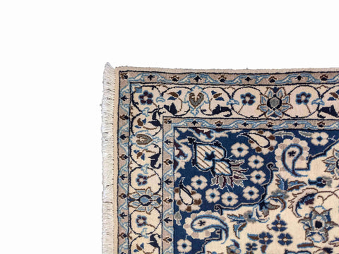 196 x 115 cm silk and wool fine persian nain Traditional Grey Rug - Rugoutlet