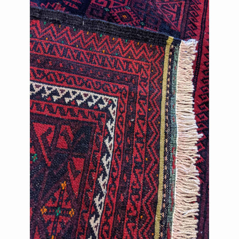 196 x 136 cm Fine Persian Red Baluch Geometric Red Rug - Rugoutlet