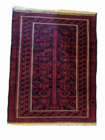 196 x 136 cm Fine Persian Red Baluch Geometric Red Rug - Rugoutlet