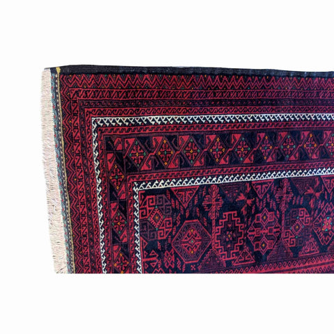 196 x 136 cm Fine Persian Red Baluch Geometric Red Rug - Rugoutlet