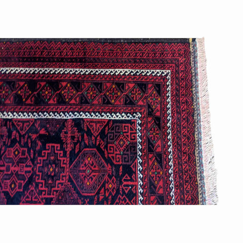 196 x 136 cm Fine Persian Red Baluch Geometric Red Rug - Rugoutlet
