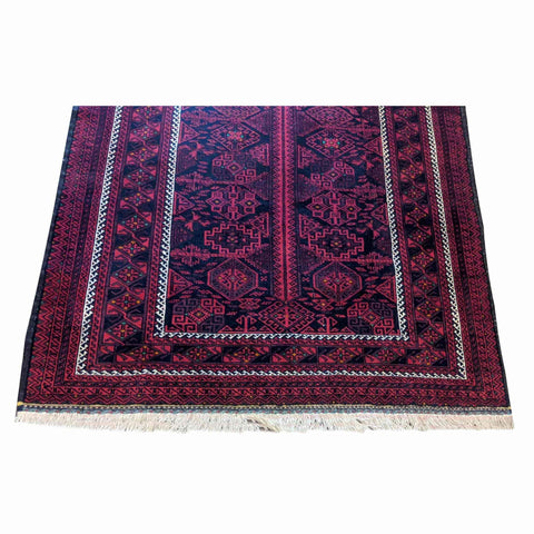 196 x 136 cm Fine Persian Red Baluch Geometric Red Rug - Rugoutlet