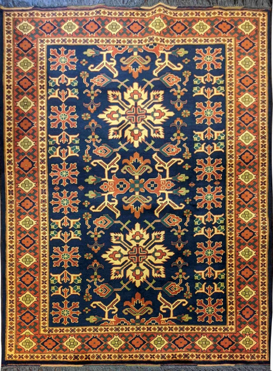 196 x 147 cm Afghan Natural Dye Tribal Orange Rug - Rugmaster