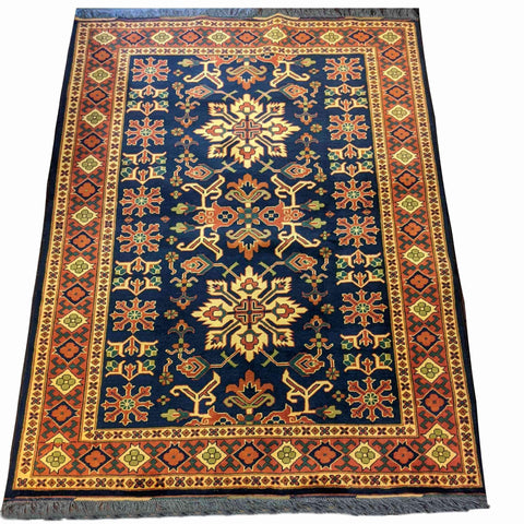 196 x 147 cm Afghan Natural Dye Tribal Orange Rug - Rugoutlet