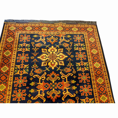 196 x 147 cm Afghan Natural Dye Tribal Orange Rug - Rugoutlet