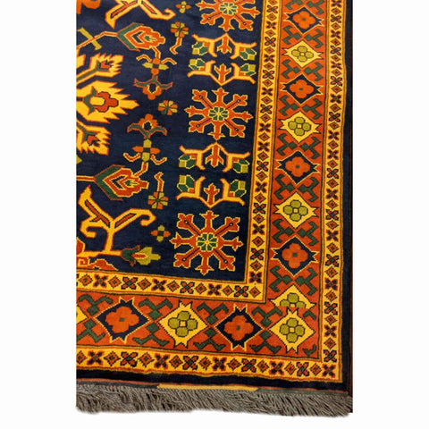 196 x 147 cm Afghan Natural Dye Tribal Orange Rug - Rugoutlet