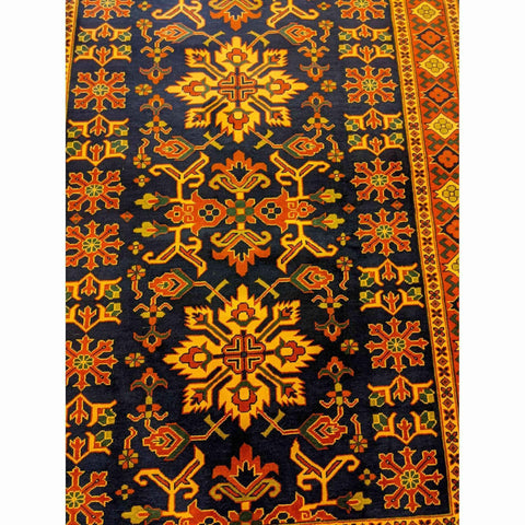196 x 147 cm Afghan Natural Dye Tribal Orange Rug - Rugoutlet