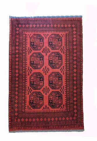 196 x 152 cm red Afghan handmade Traditional Red Rug - Rugoutlet