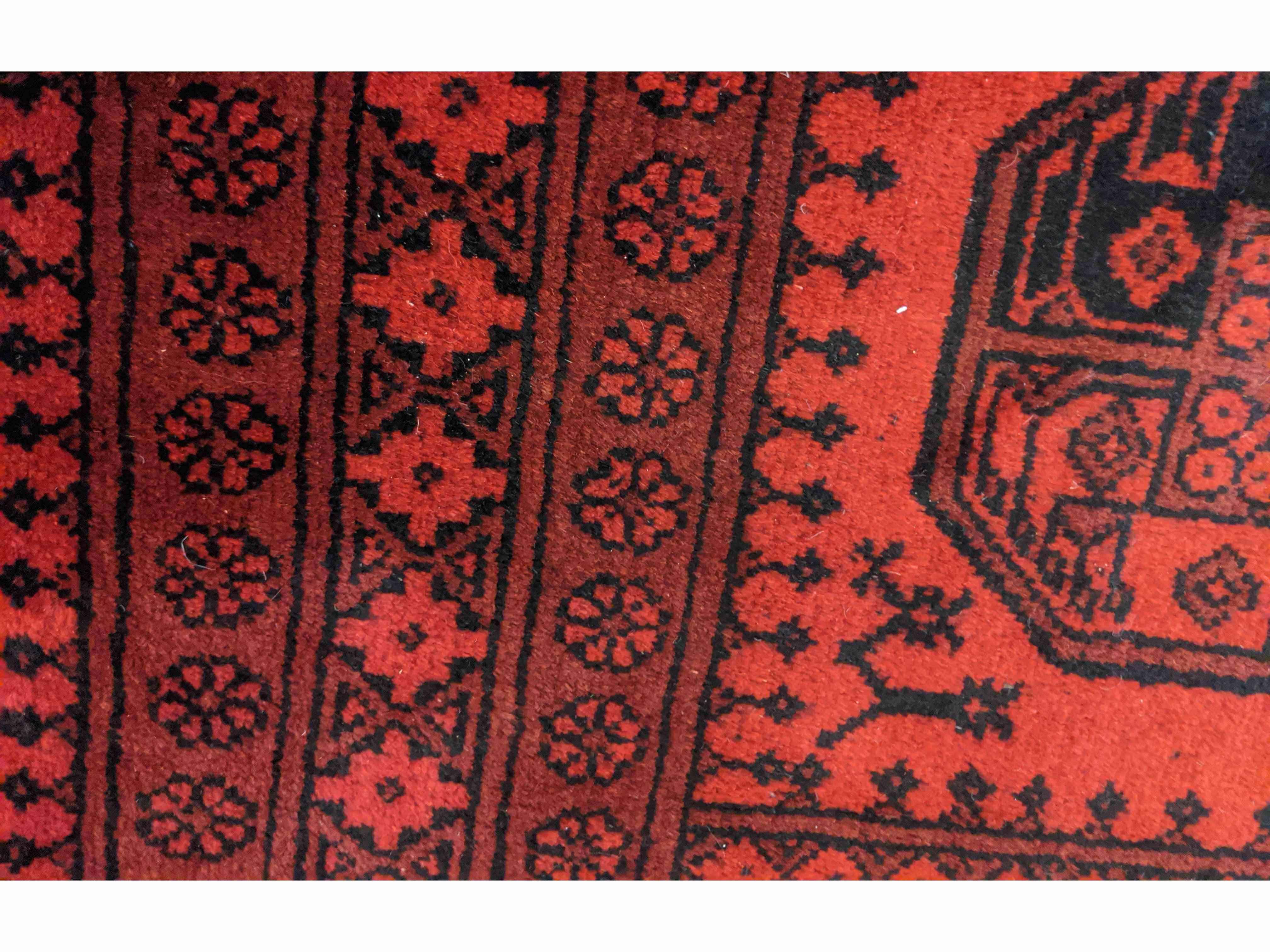 196 x 152 cm red Afghan handmade Traditional Red Rug - Rugmaster