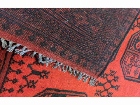 196 x 152 cm red Afghan handmade Traditional Red Rug - Rugoutlet