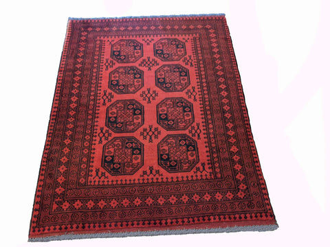 196 x 152 cm red Afghan handmade Traditional Red Rug - Rugoutlet