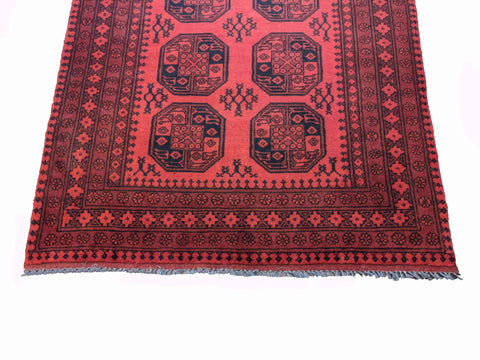 196 x 152 cm red Afghan handmade Traditional Red Rug - Rugoutlet