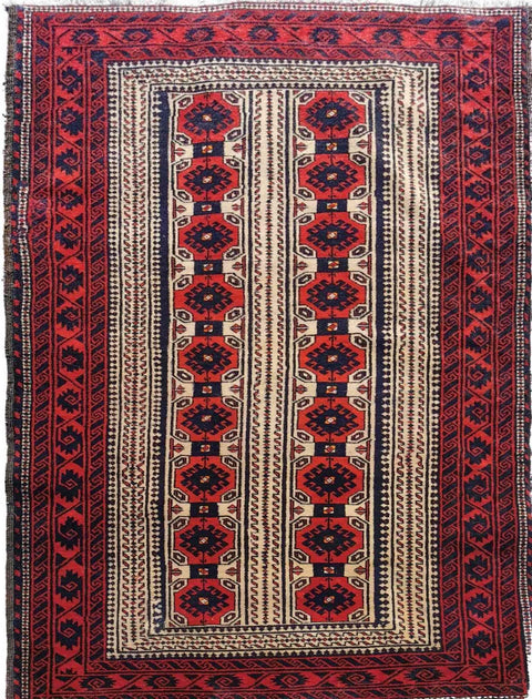 197 x 102 cm Persian Baluch Geometric Red Rug - Rugoutlet