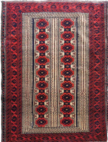 197 x 102 cm Persian Baluch Geometric Red Rug - Rugoutlet