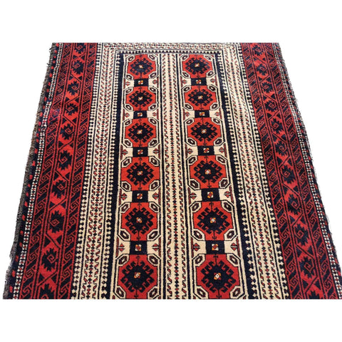 197 x 102 cm Persian Baluch Geometric Red Rug - Rugoutlet