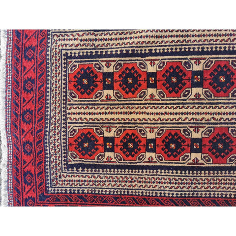 197 x 102 cm Persian Baluch Geometric Red Rug - Rugoutlet